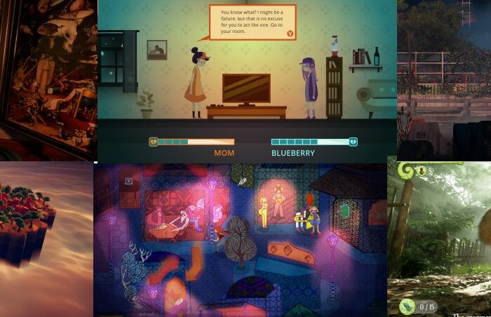 Collage aus sechs Games